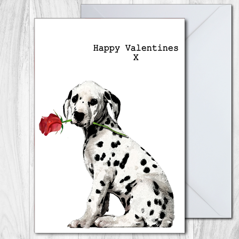 Valentines Card - Dalmatian with Rose