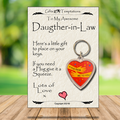 Daughter in Law Gift Hug from Me to You Keyring