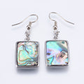 Abalone Paua Shell Square Dangle Earrings