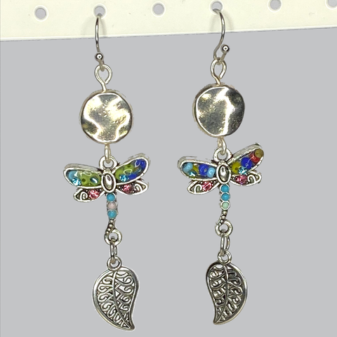 Colourful Dragon Fly With Leaf Drop Earrings for Women, Girlfriends, Wives, Sisters