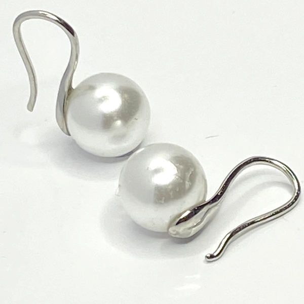 Silver Faux Pearl Tear Drop Earrings