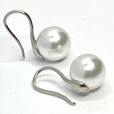 Silver Faux Pearl Tear Drop Earrings