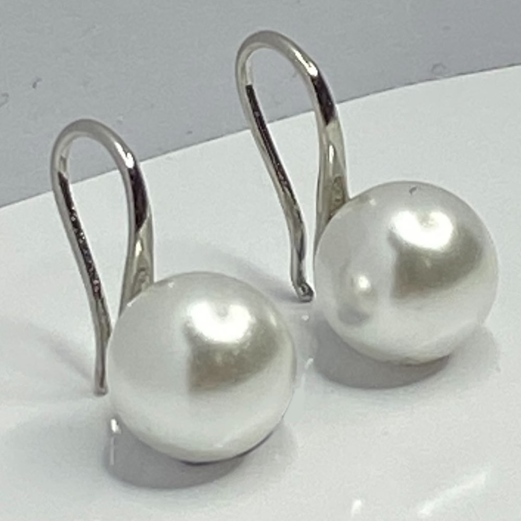 Silver Faux Pearl Tear Drop Earrings