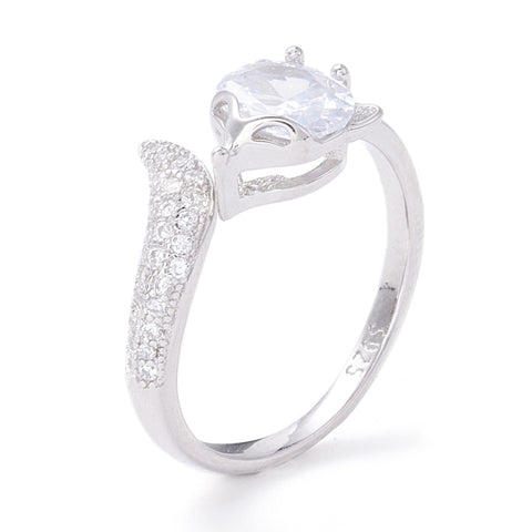 925 Sterling Silver Fox Encrusted Ring