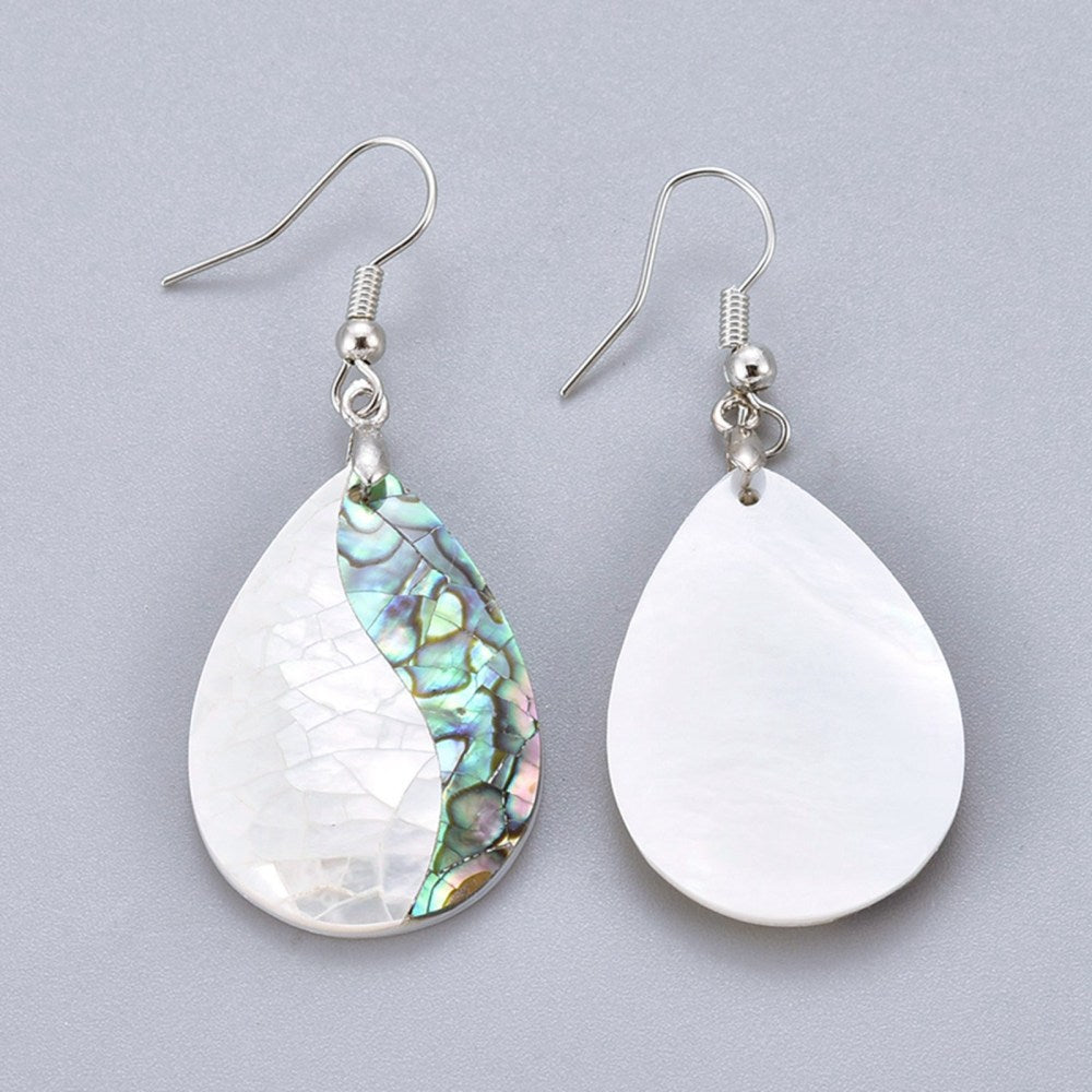 Abalone Shell Ice Drop Earrings - Teardrop Style