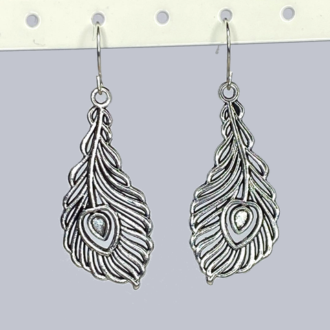 Tibetan Silver Peacock Feather Dangle Earrings Gift For Friends