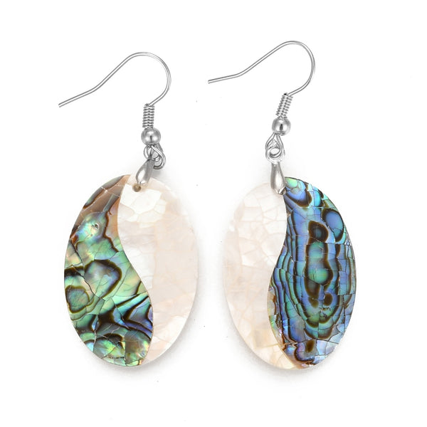 Abalone Shell Ice Drop Earrings - Oval Style