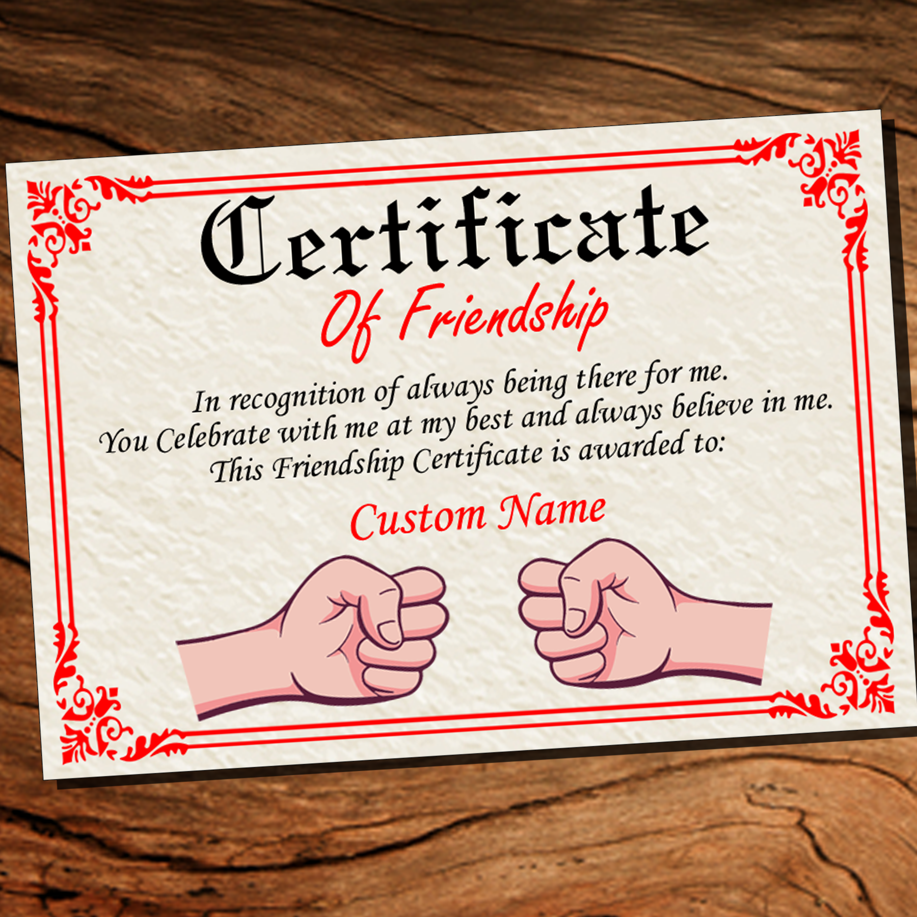 Personalised Friendship Certificate a Gift for Every Friend