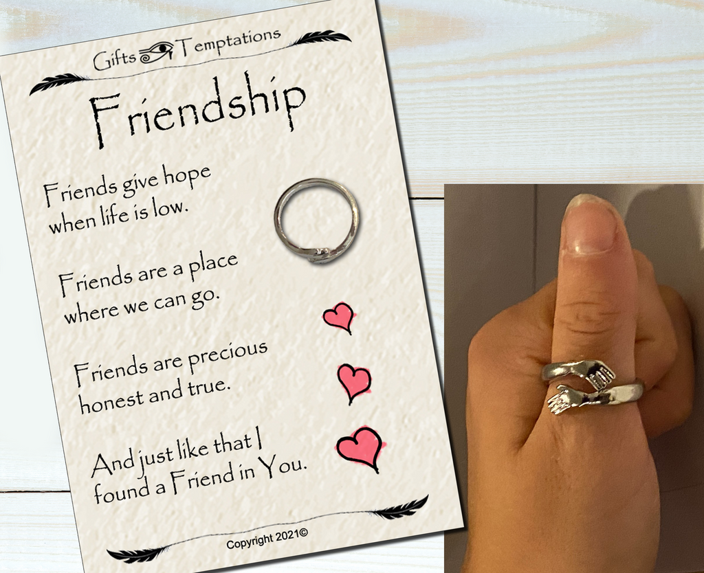 Friendship Hug Adjustable Ring, Think of You, Letter Box Hug Gift or P ...