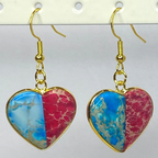 Imperial Jasper and Regalite Heart Drop Earrings