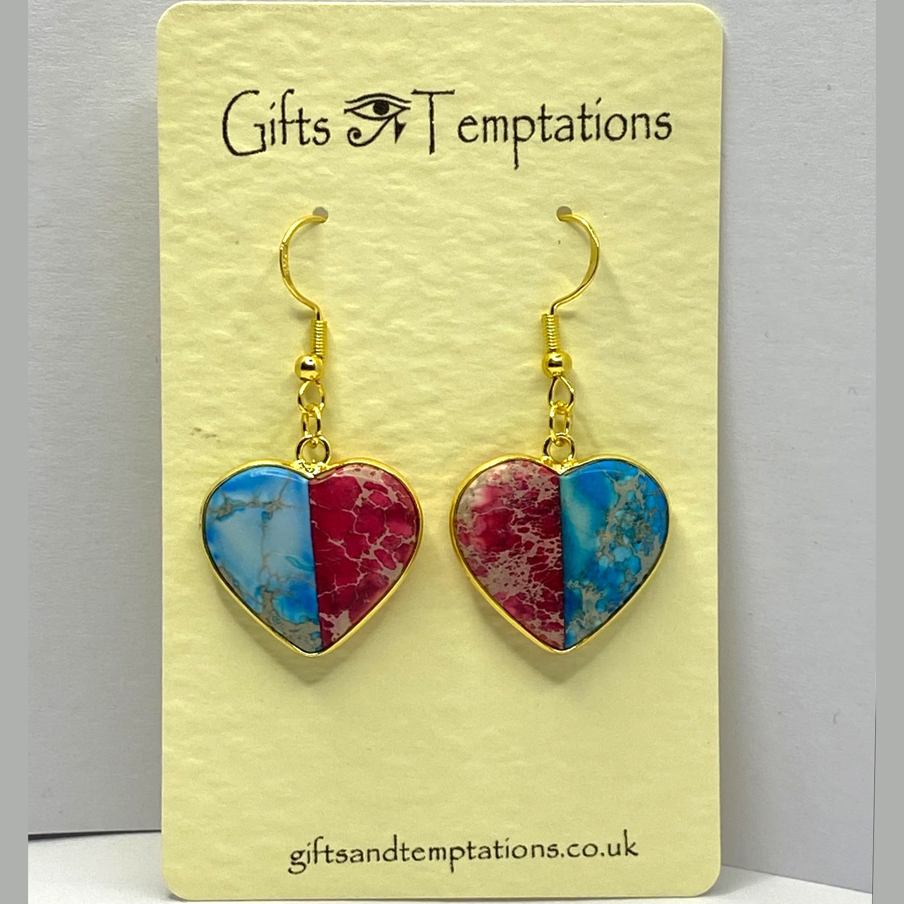 Imperial Jasper and Regalite Heart Drop Earrings