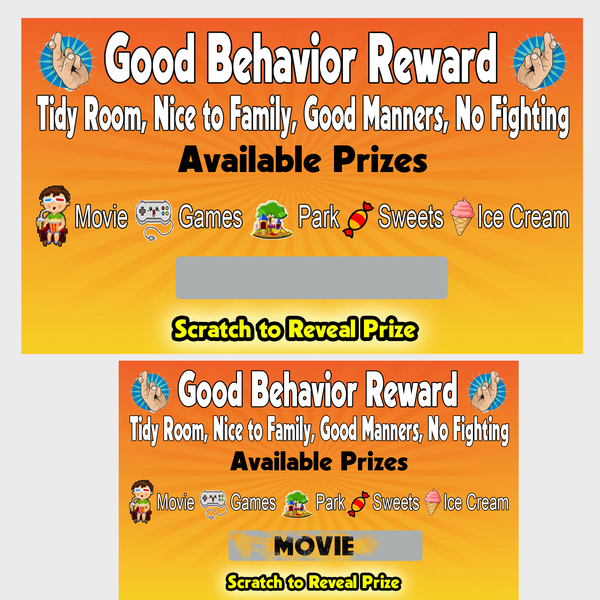 Pack of 8 Good Behaviour Reward Card Alternative to Reward Charts