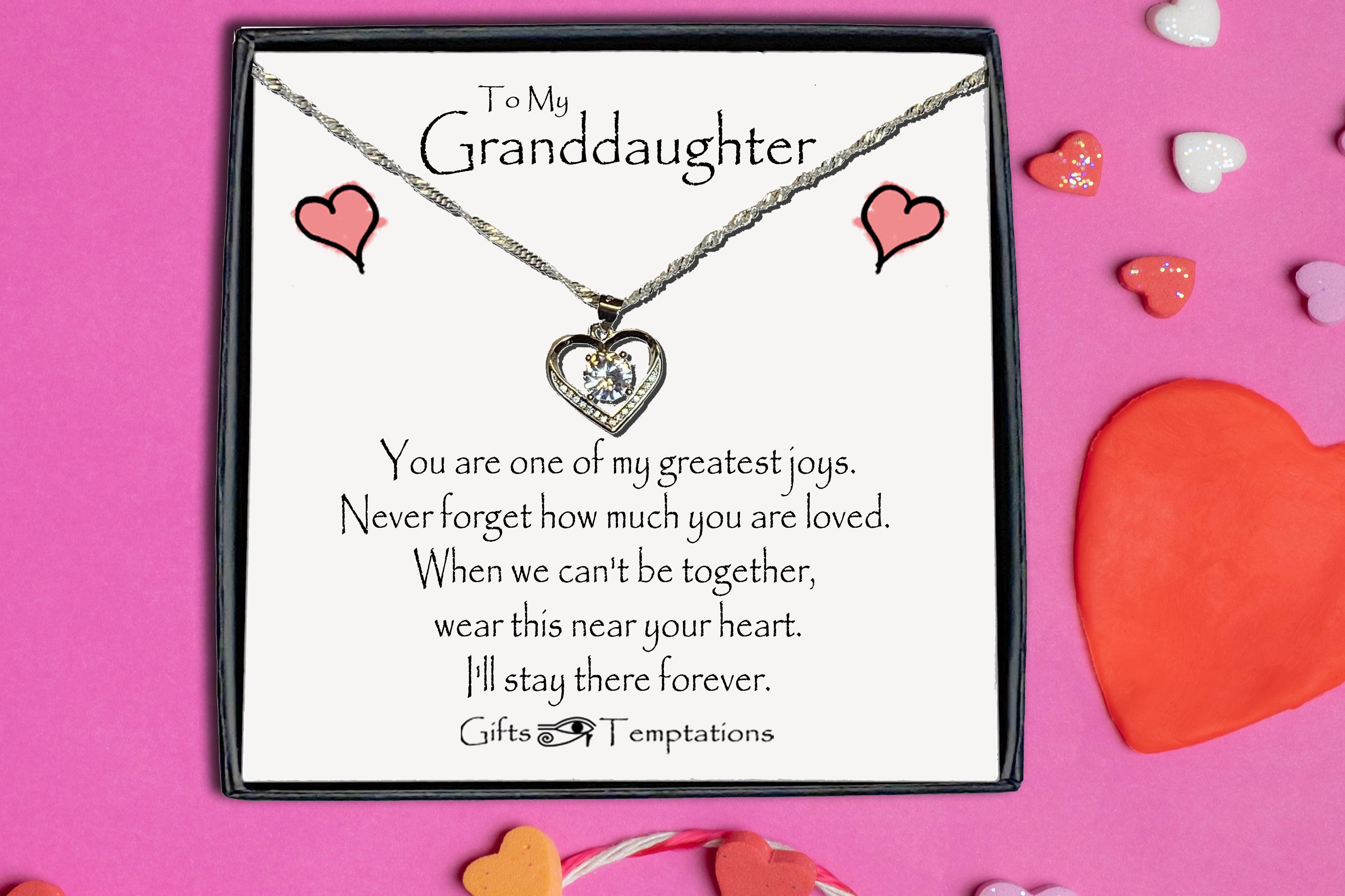To My Granddaughter Boxed Heart Message Necklace