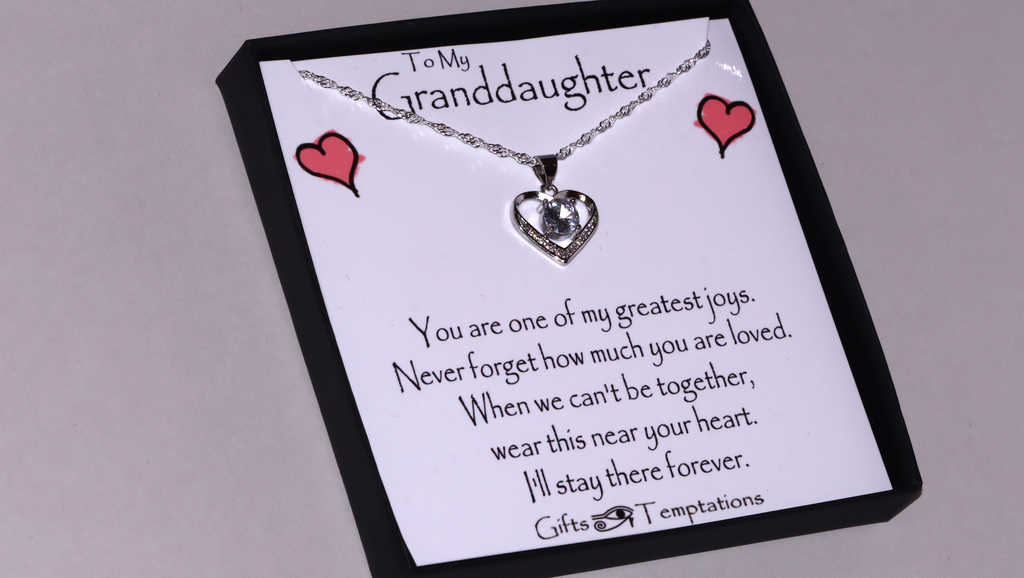 To My Granddaughter Boxed Heart Message Necklace