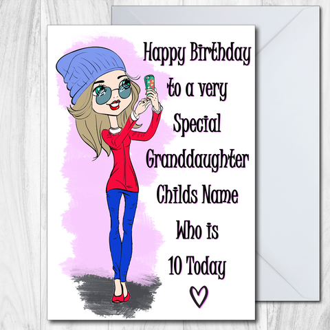 Girls Birthday Card Teenage Granddaughter Daughter Sister Niece Personalised