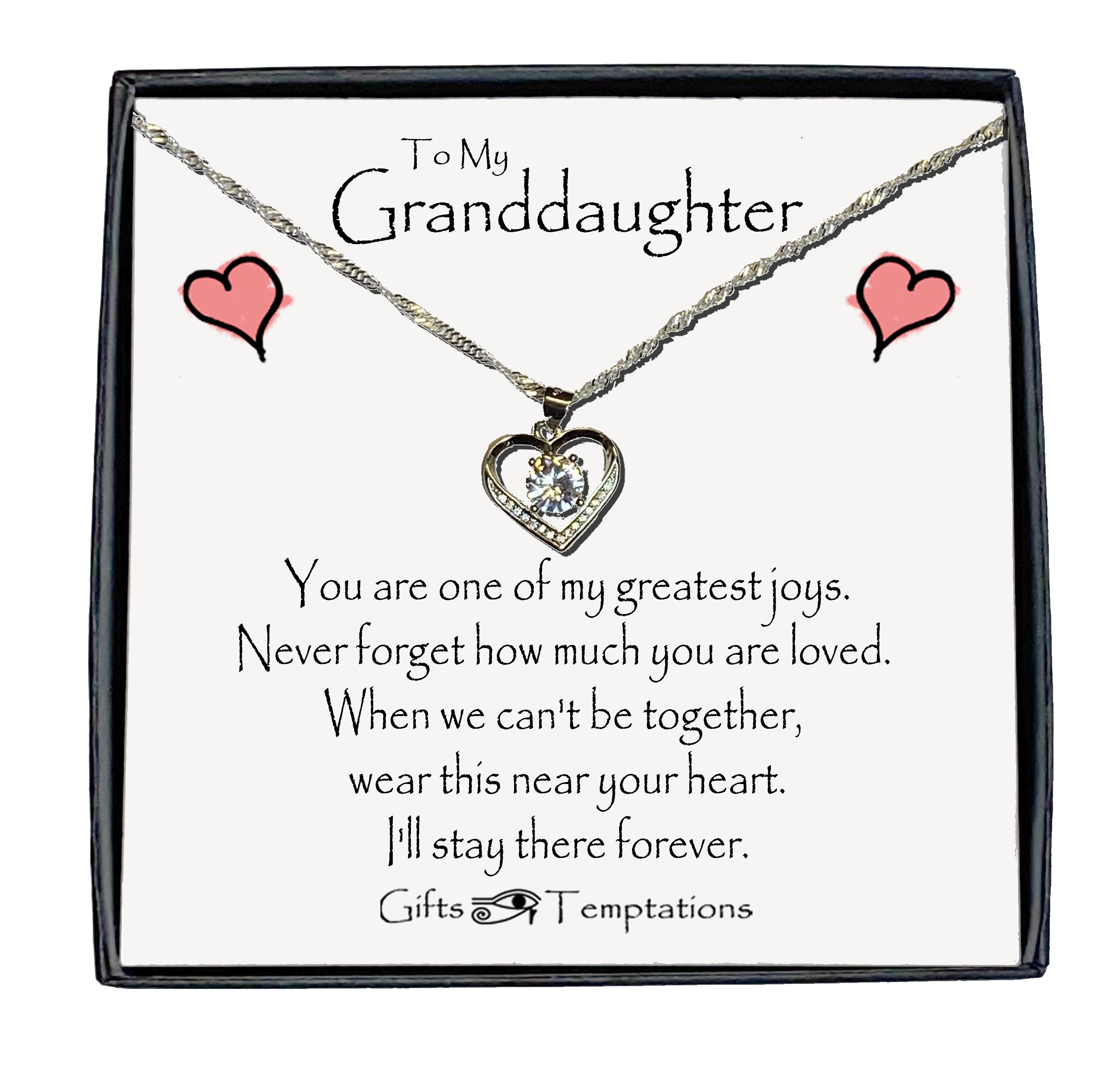 To My Granddaughter Boxed Heart Message Necklace
