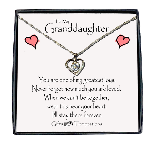 To My Granddaughter Boxed Heart Message Necklace