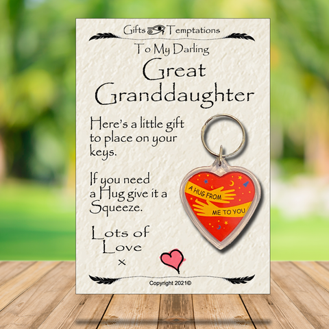 Great Granddaughter Hug from Me to You Keyring