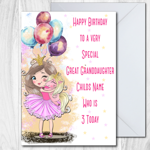 Great Granddaughter Birthday Card Personalised Special Great Grandaughter