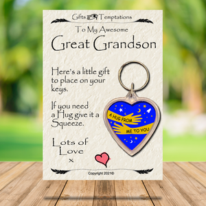 Great Grandson Hug from Me to You Keyring