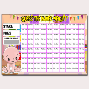 Baby Shower Guess Baby's Weight Charity Fundraising Game A4