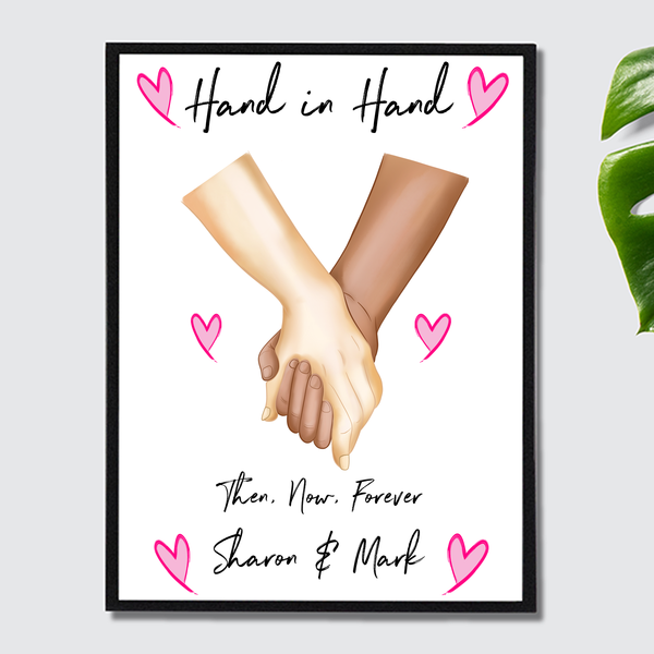 Personalised Anniversary Gift Him Her Print Wife Boyfriend Mr Mrs Hand in Hand