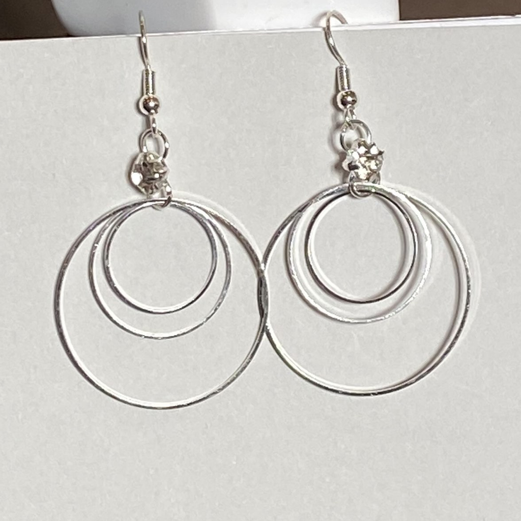 Hoop Earrings Silver, White Gemstones, Ladies Earrings