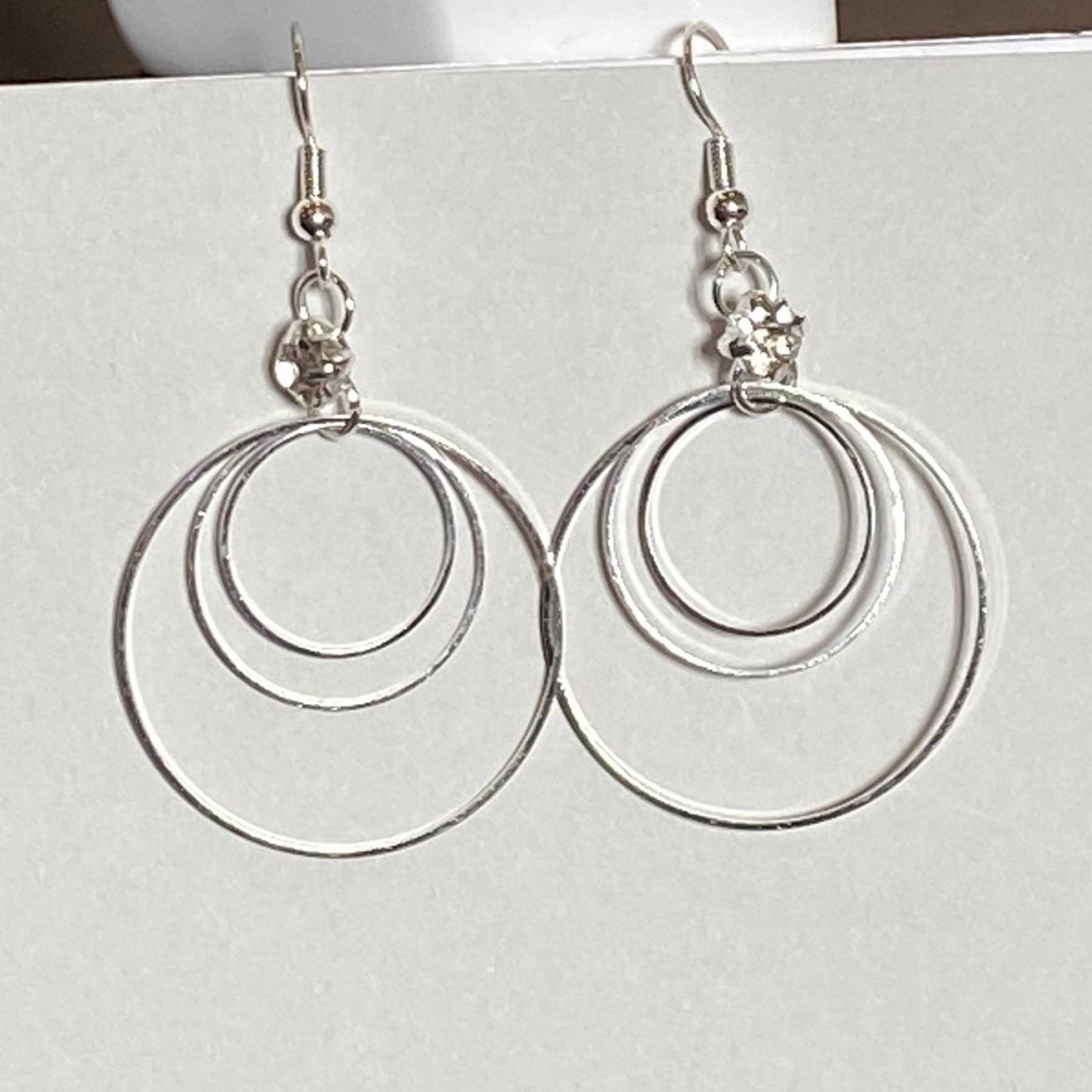 Hoop Earrings Silver, White Gemstones, Ladies Earrings