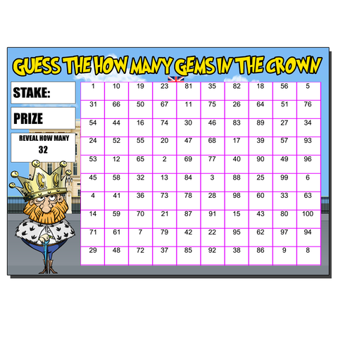 Guess How Many Gems Fundraising Game King Charles III Coronation A4