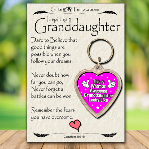 Inspiring Granddaughter Gift Keyring, Inspirational Gift