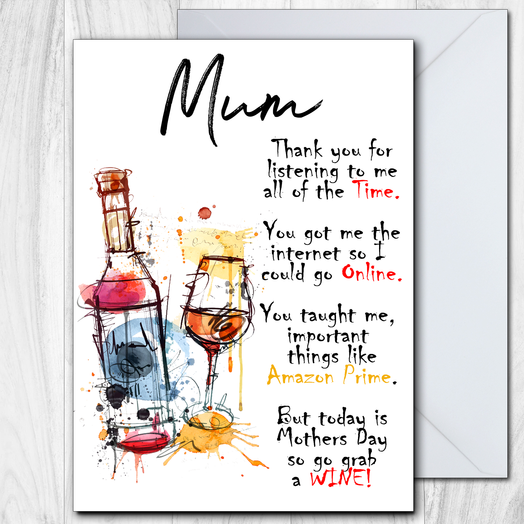 Mothers Day Card - Go Grab a Wine