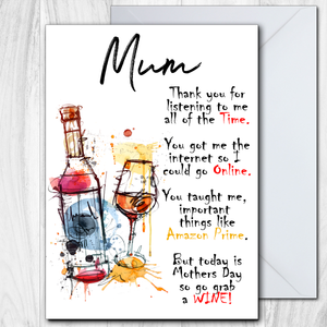 Mothers Day Card - Go Grab a Wine