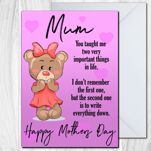 Mothers Day Card - Two Important Things
