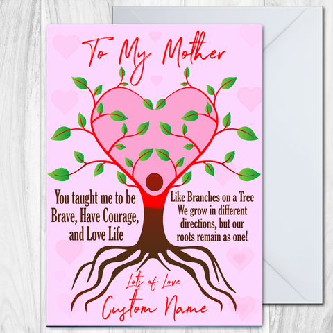 Mothers Day Card Personalised Like Branches on a Tree A5
