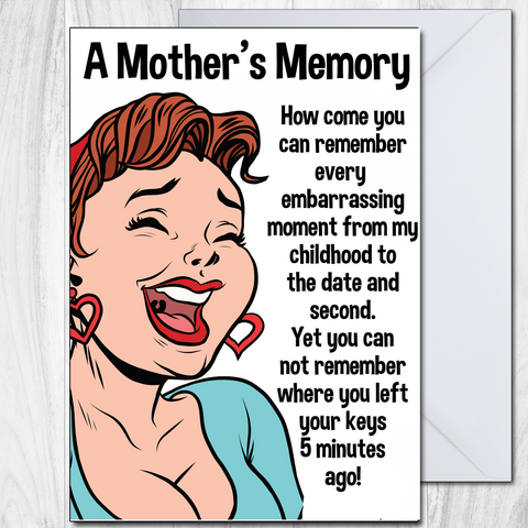 Mother's Day Card for Mum A Mothers Memory