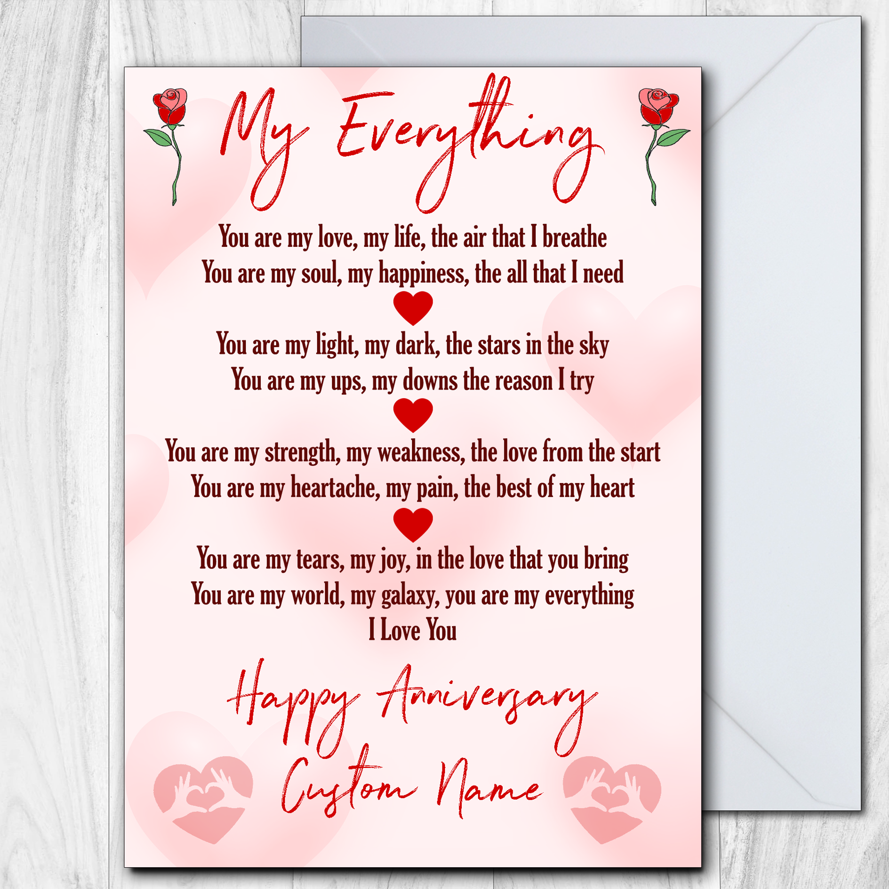 Personalised Anniversary Card Husband Boyfriend FIANCÉ LOVE MY EVERYTHING