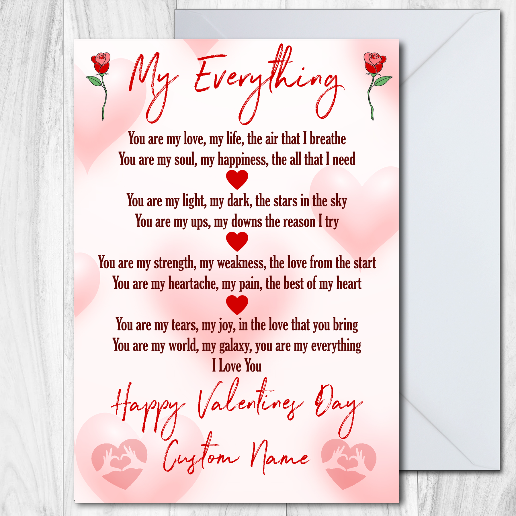 Personalised Valentines Day Card Husband Boyfriend FIANCÉ LOVE MY EVERYTHING