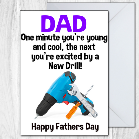 For Dad Funny Fathers Day Card New Drill