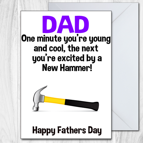For Dad Funny Fathers Day Card New Hammer