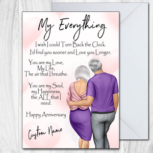 Anniversary Card Wife or Husband Personalised My Everything Mature Couple