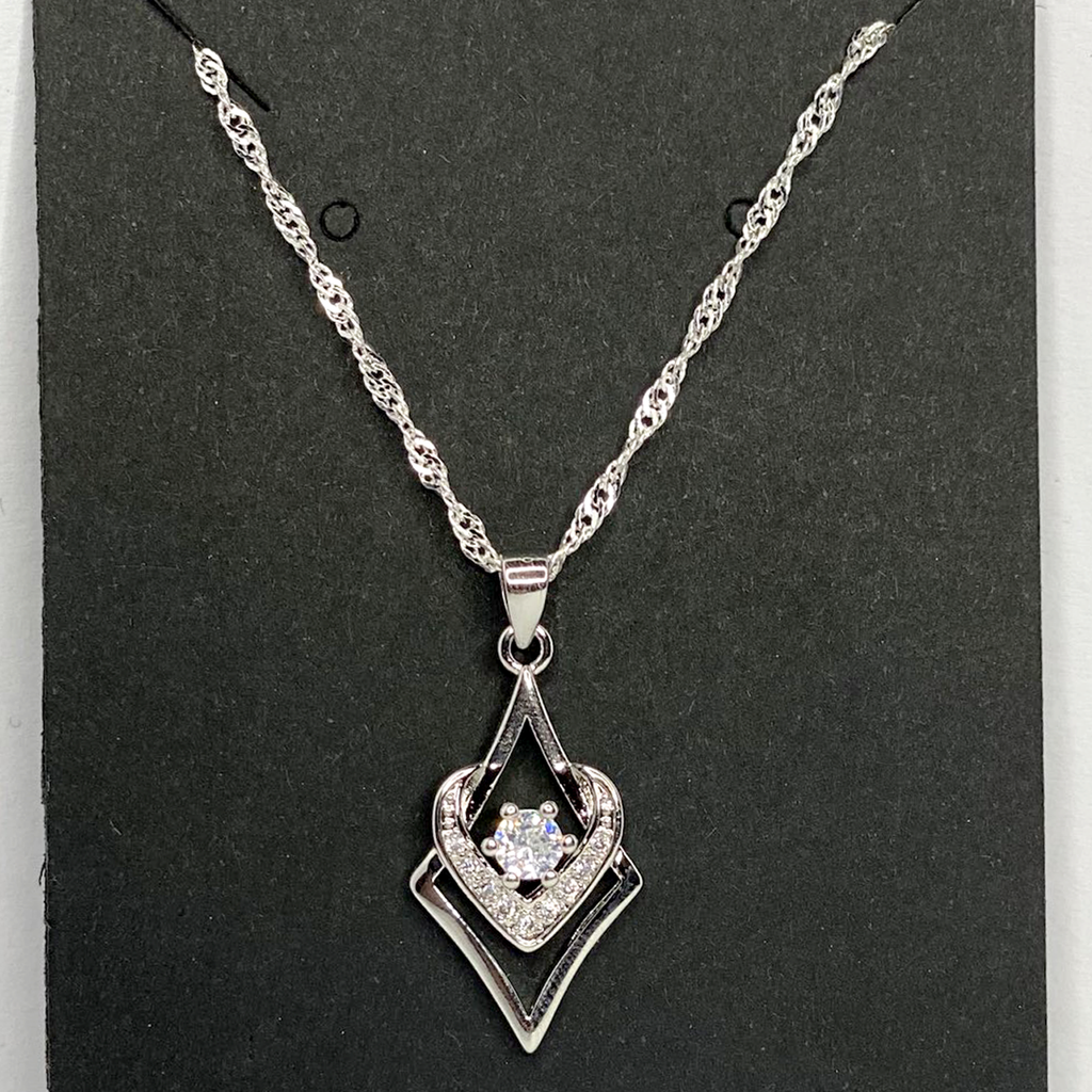 Diamond Shaped Heart Necklace - Valentines or Mothers Day Gift