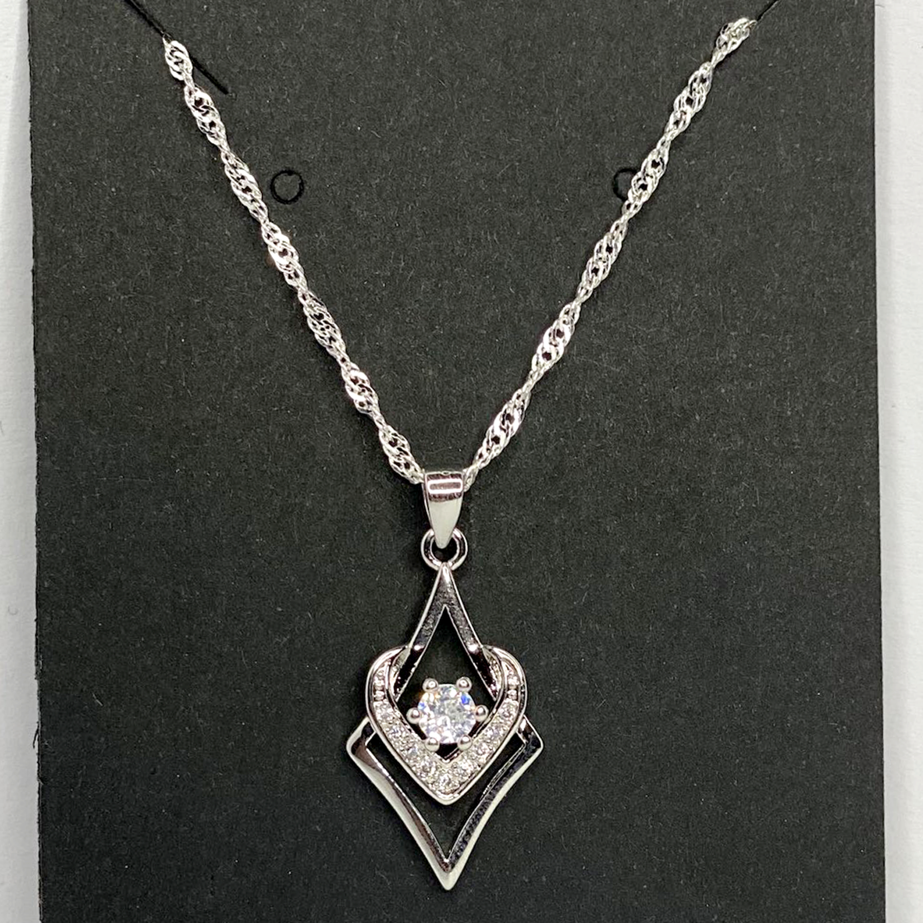 Diamond Shaped Heart Necklace - Valentines or Mothers Day Gift