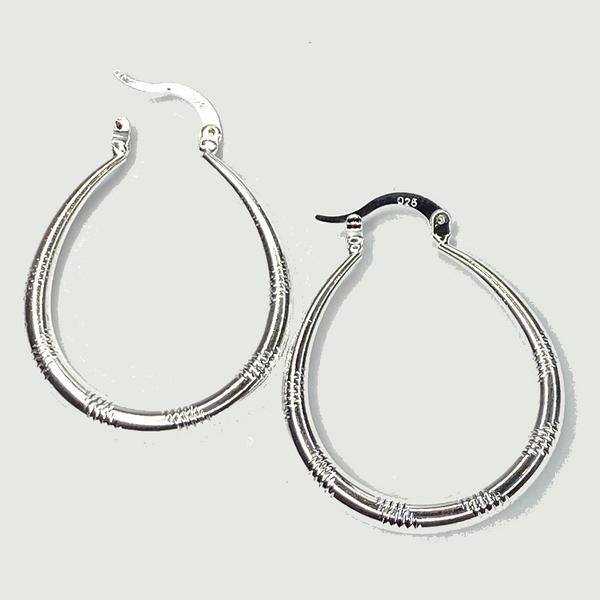 Silver Pearl Drop Hoop Earring