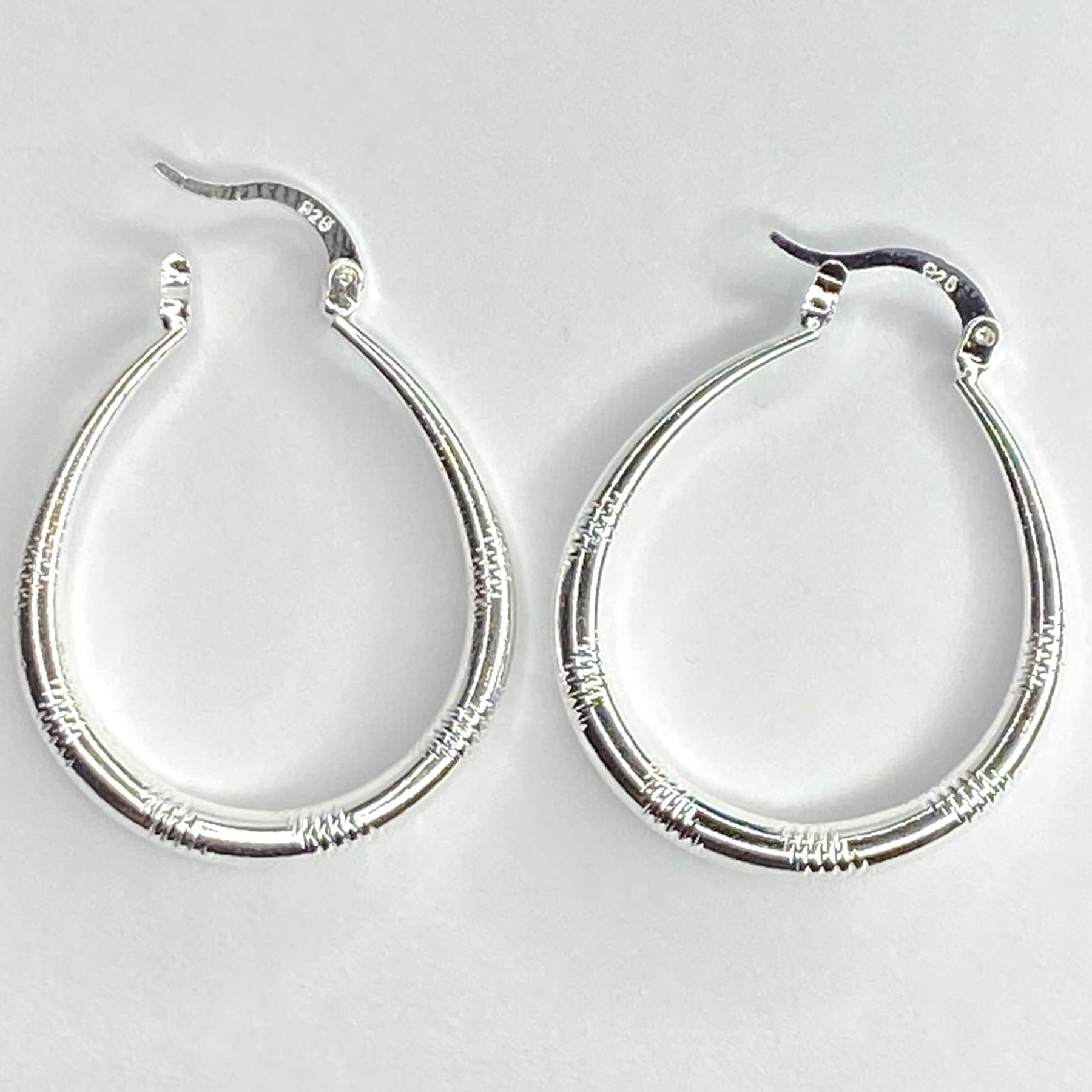 Silver Pearl Drop Hoop Earring