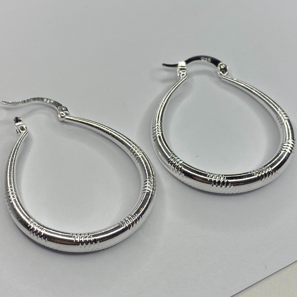Silver Pearl Drop Hoop Earring