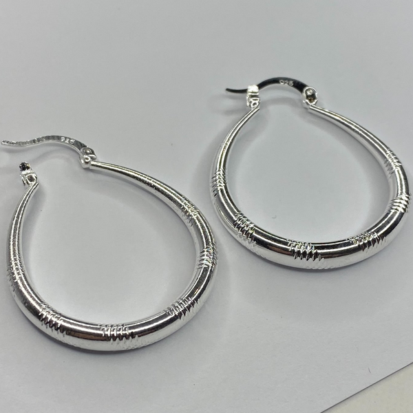 Silver Pearl Drop Hoop Earring