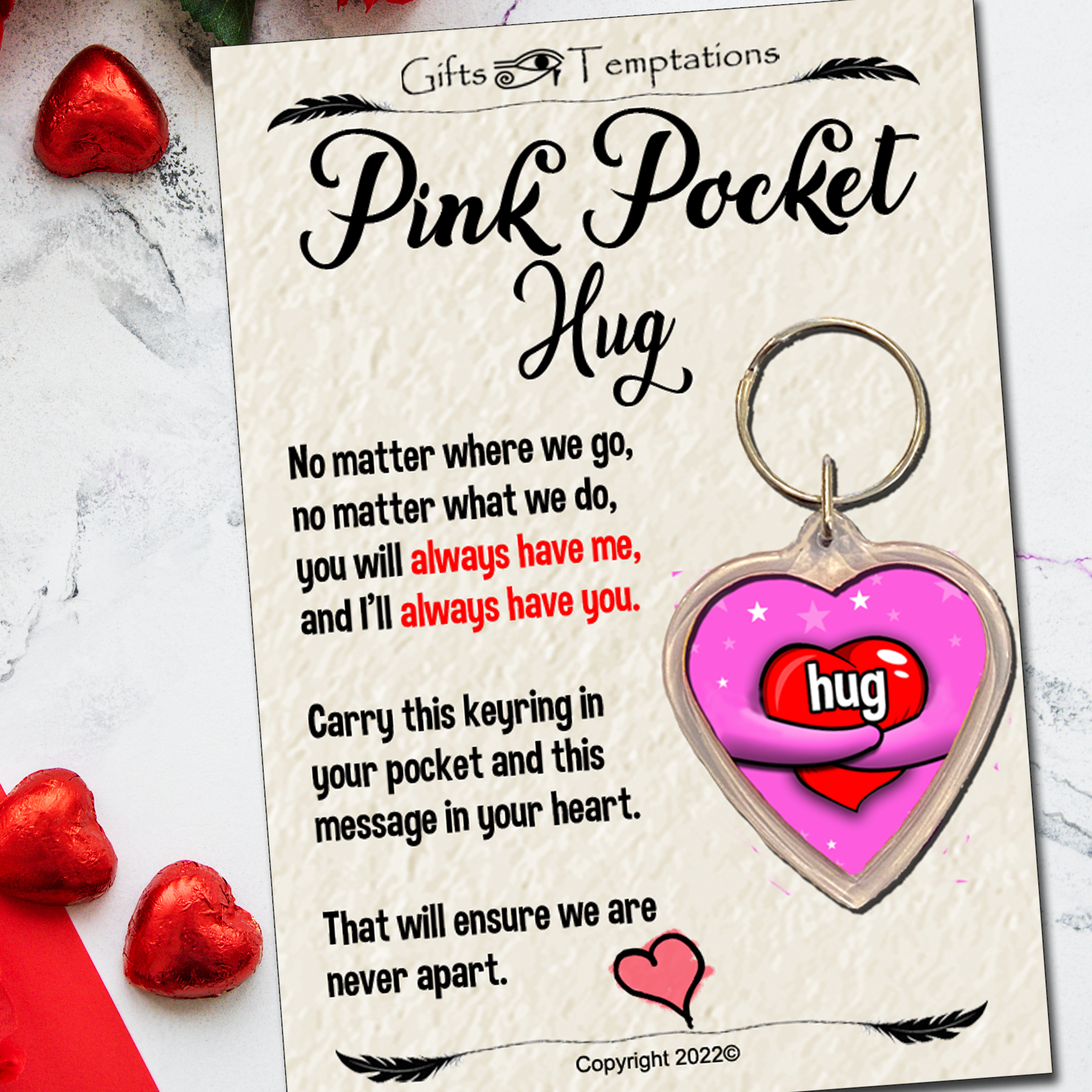 Pink Pocket Hug, Letterbox gift, Thinking of You Gift