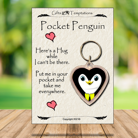 Pocket Penguin, cute animal gift, thinking of you, letterbox hug, Keyring