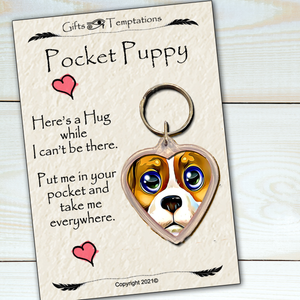 Pocket Puppy, cute animal gift, thinking of you, letterbox hug, Keyring