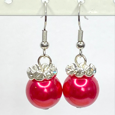 Glass Pearl Beads Dangle Earrings For Evening Wear